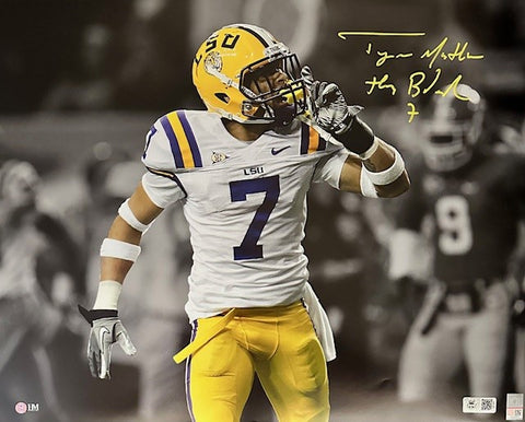 Tyrann Mathieu Autographed "Honey Badger" 16x20 - LSU Spotlight Shh