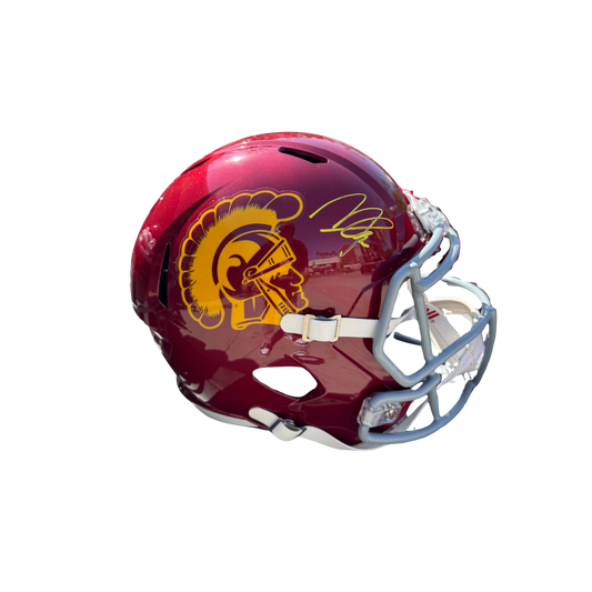 Makai Lemon Autographed Maroon USC Replica Football Helmet