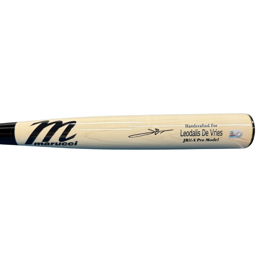 Leo De Vries Autographed Blonde Marucci Game Model Bat