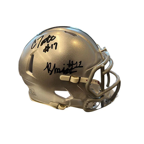 Carnell Tate & Brandon Inniss Autographed Ohio State Silver Mini Football Helmet