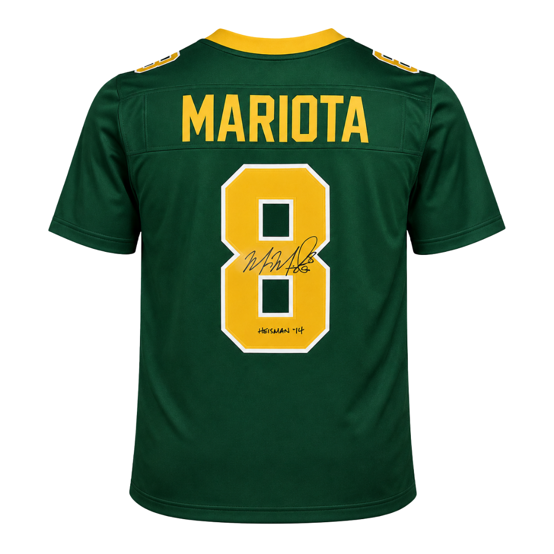 Marcus Mariota Autographed "Heisman 14" Green Custom Jersey