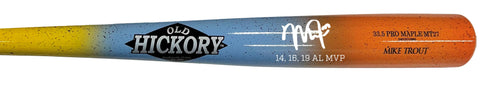 Mike Trout Autographed "14,16,19 AL MVP" Fish Speckle Game Model Bat - Limited Edition /27