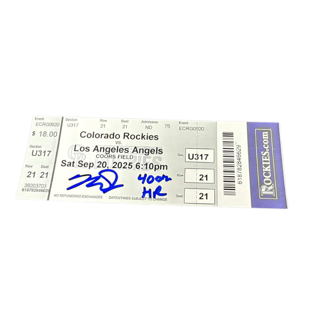 Mike Trout Autographed "400th HR" Colorado Rockies vs. Los Angeles Angels 10/20/2025 Ticket 