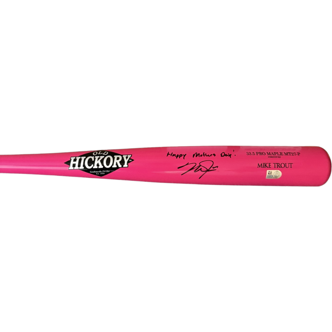 Mike Trout Autographed "Happy Mother's Day!" Game Model Pink Mother's Day Bat