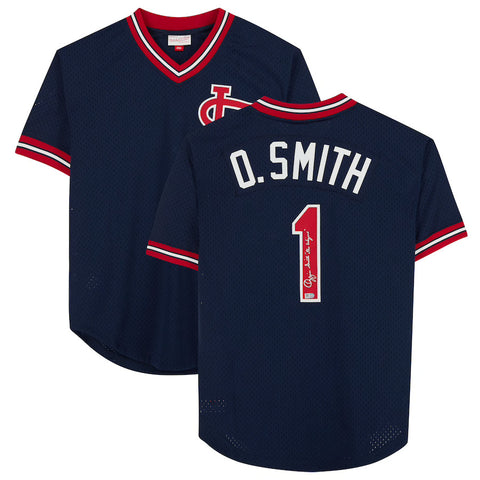Ozzie Smith Autographed "The Wizard" Navy Mitchell & Ness Cardinals Jersey