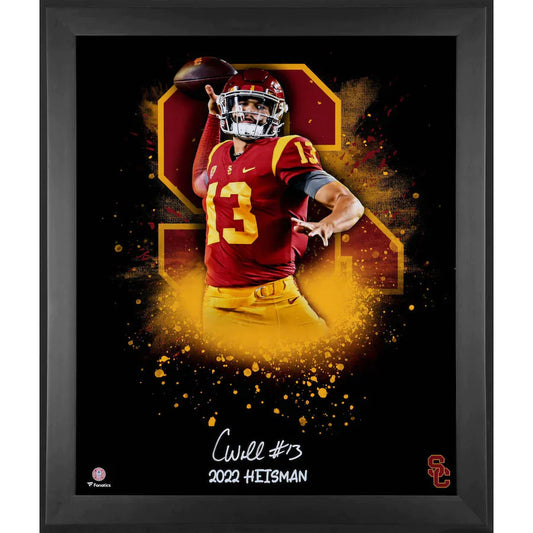 Caleb Williams USC Trojans Framed Autographed 20" x 24" In Focus Photograph with "Heisman 22" Inscription