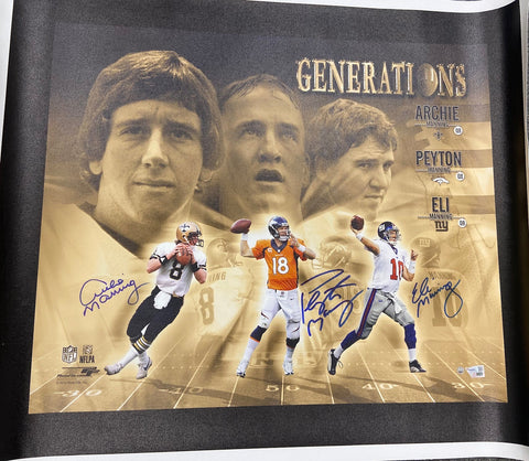 Archie Manning, Peyton Manning, & Eli Manning Autographed 20x24 Generations Canvas