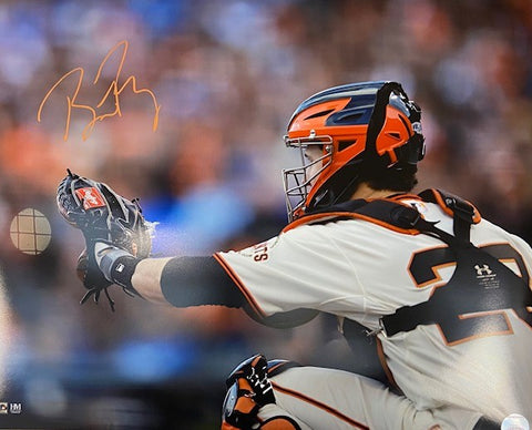 Buster Posey Autographed 16x20 - Catching