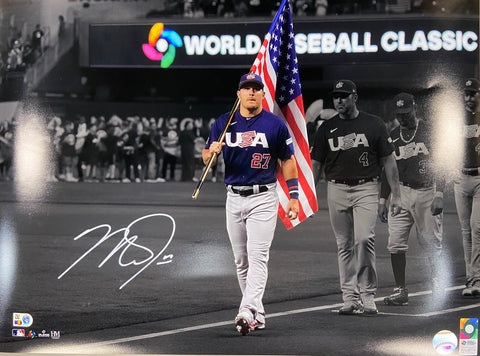 Mike Trout Autographed Captain America 16x20 - Team USA Salute