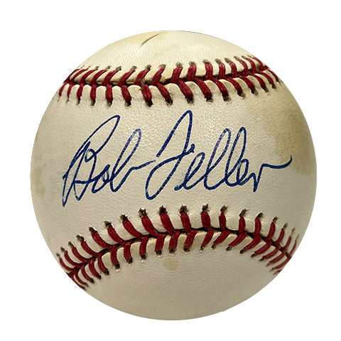 Bob Feller Signed Autographed Baseball Indians HOF 62 Inscribed