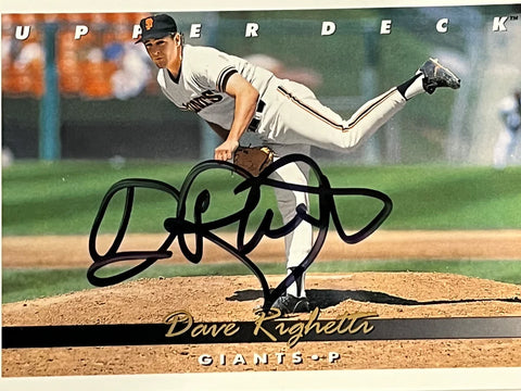 Dave Righetti 1993 Upper Deck Autographed Baseball Card - Player's Closet Project