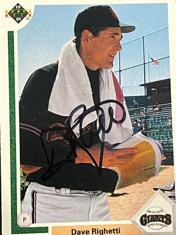 Dave Righetti 1991 Upper Deck Autographed Baseball Card - Player's Closet Project