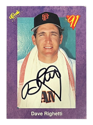 Dave Righetti 1991 Classic Baseball Autographed Baseball Card - Player's Closet Project