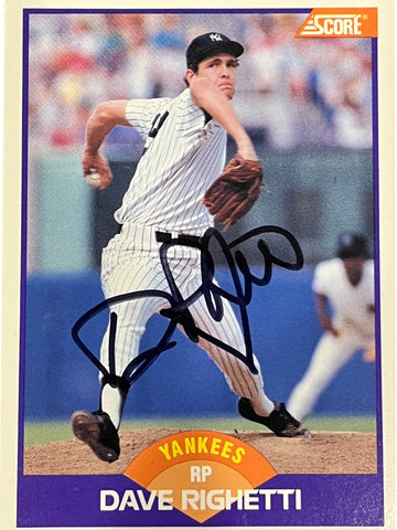Dave Righetti 1989 Score Autographed Baseball Card - Player's Closet Project