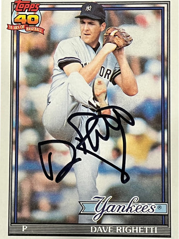 Dave Righetti 1991 Topps Autographed Baseball Card - Player's Closet Project