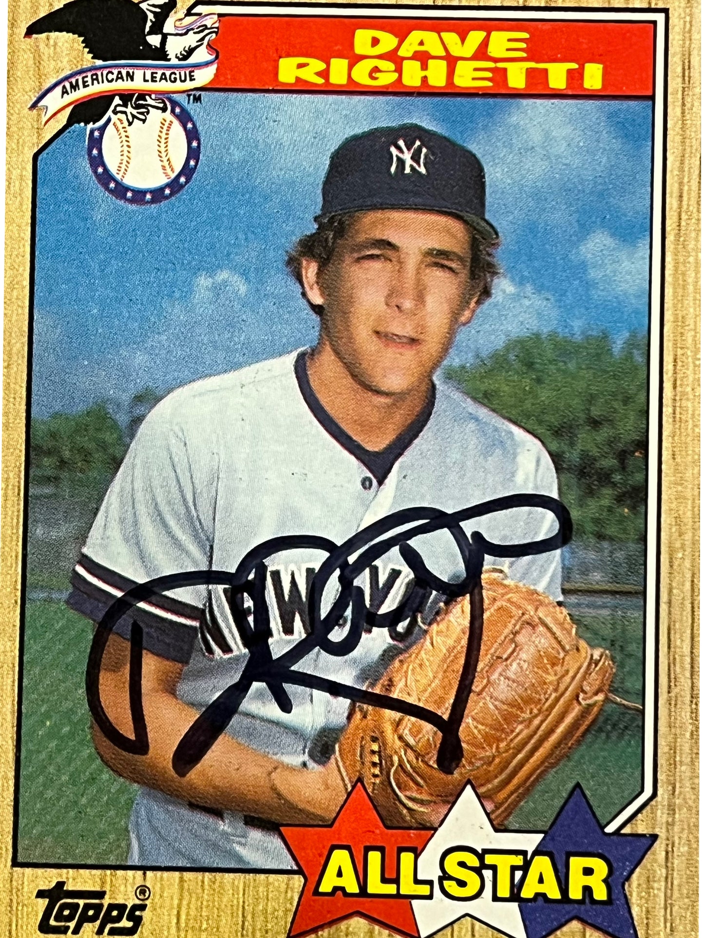 Dave Righetti 1987 Topps All Star Autographed Baseball Card - Player's Closet Project