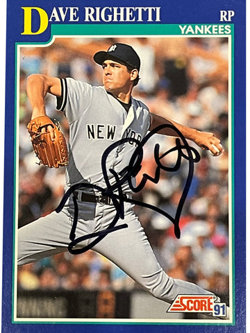 Dave Righetti 1991 Score Autographed Baseball Card - Player's Closet Project