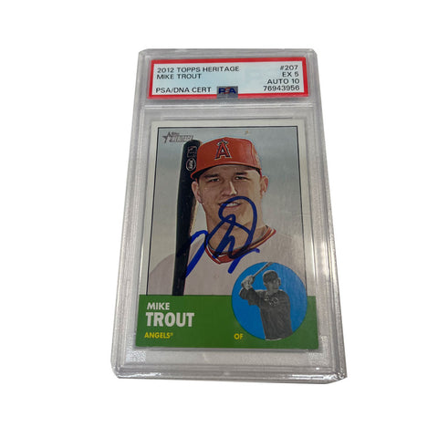 Mike Trout Autographed 2012 Topps Heritage PSA EX 5 Auto 10
