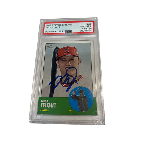 Mike Trout Autographed 2012 Topps Heritage PSA NM-MT 8 Auto 10