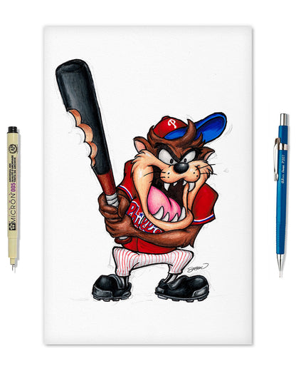 Taz On Deck x MLB Phillies Limited Edition Art Print