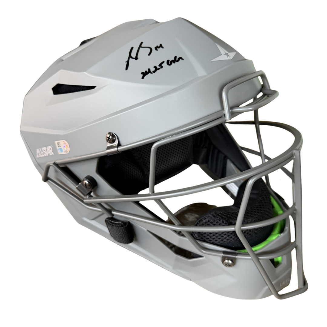 Patrick Bailey Autographed "2024, 2025 Gold Glove" Gray Game Model Catcher's Mask