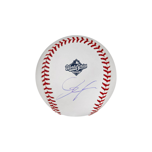 Roki Sasaki Los Angeles Dodgers Autographed 2025 World Series Logo Baseball - (PRESALE)