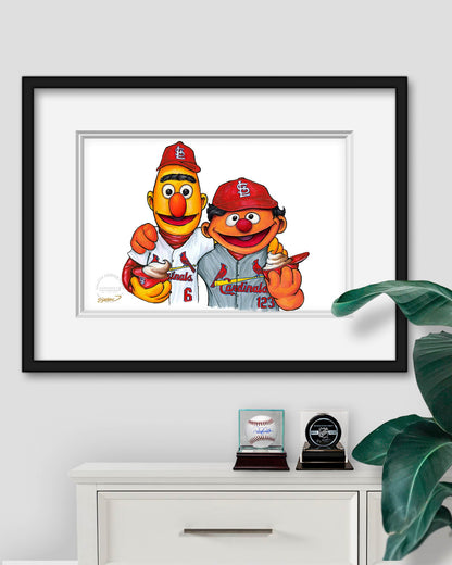 Bert and Ernie x MLB St. Louis Cardinals Art Print