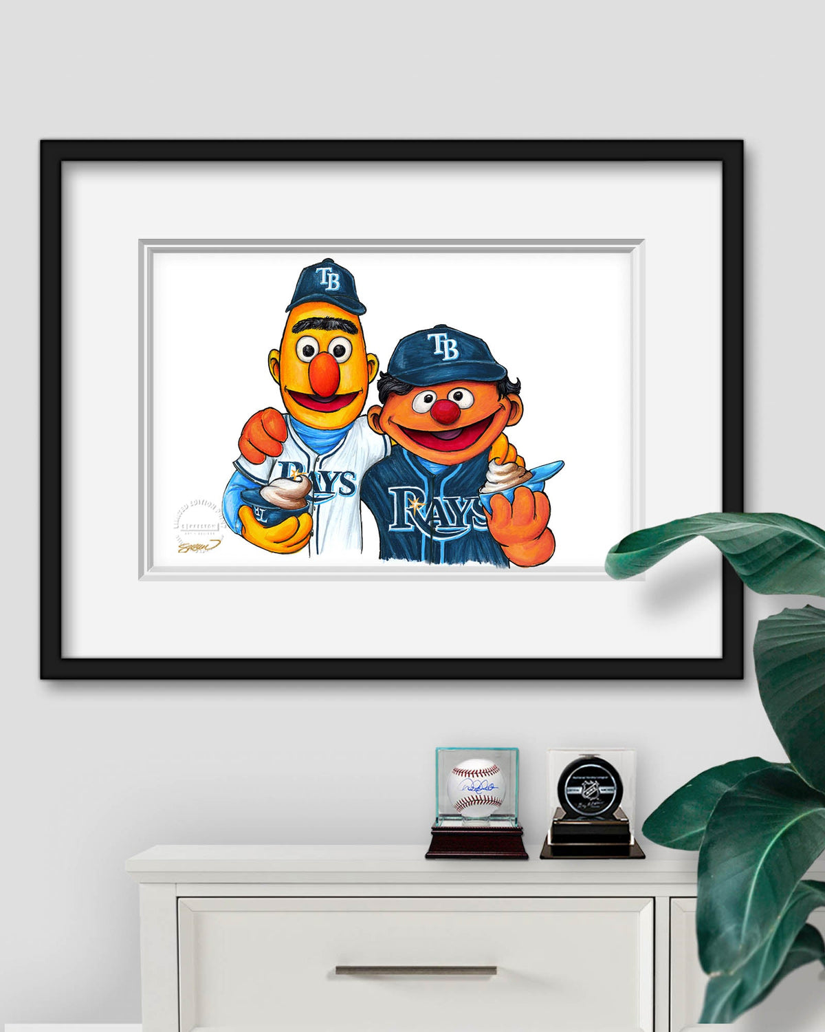 Bert and Ernie x MLB Rays Limited Edition Art Print