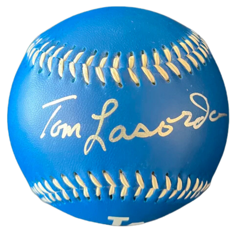 Tommy LaSorda Autographed Dodger Blue Baseball - Player's Closet Project