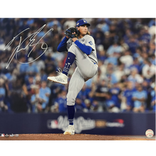 Tyler Glasnow Autographed 16x20 Photo - Pitching (Gray Jersey)