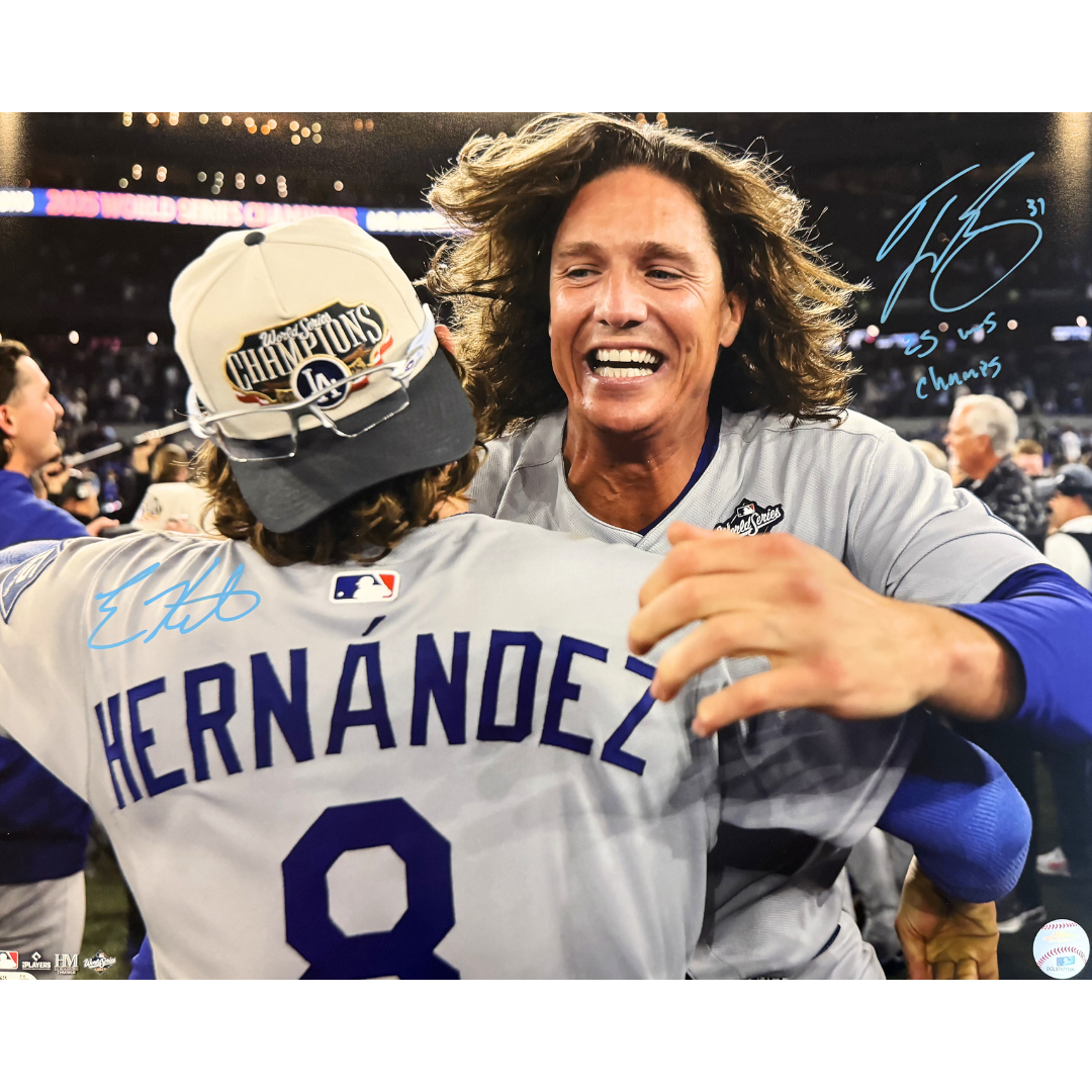 Kike Hernandez & Tyler Glasnow Dual Autographed "25 WS Champs" 16x20 Photo