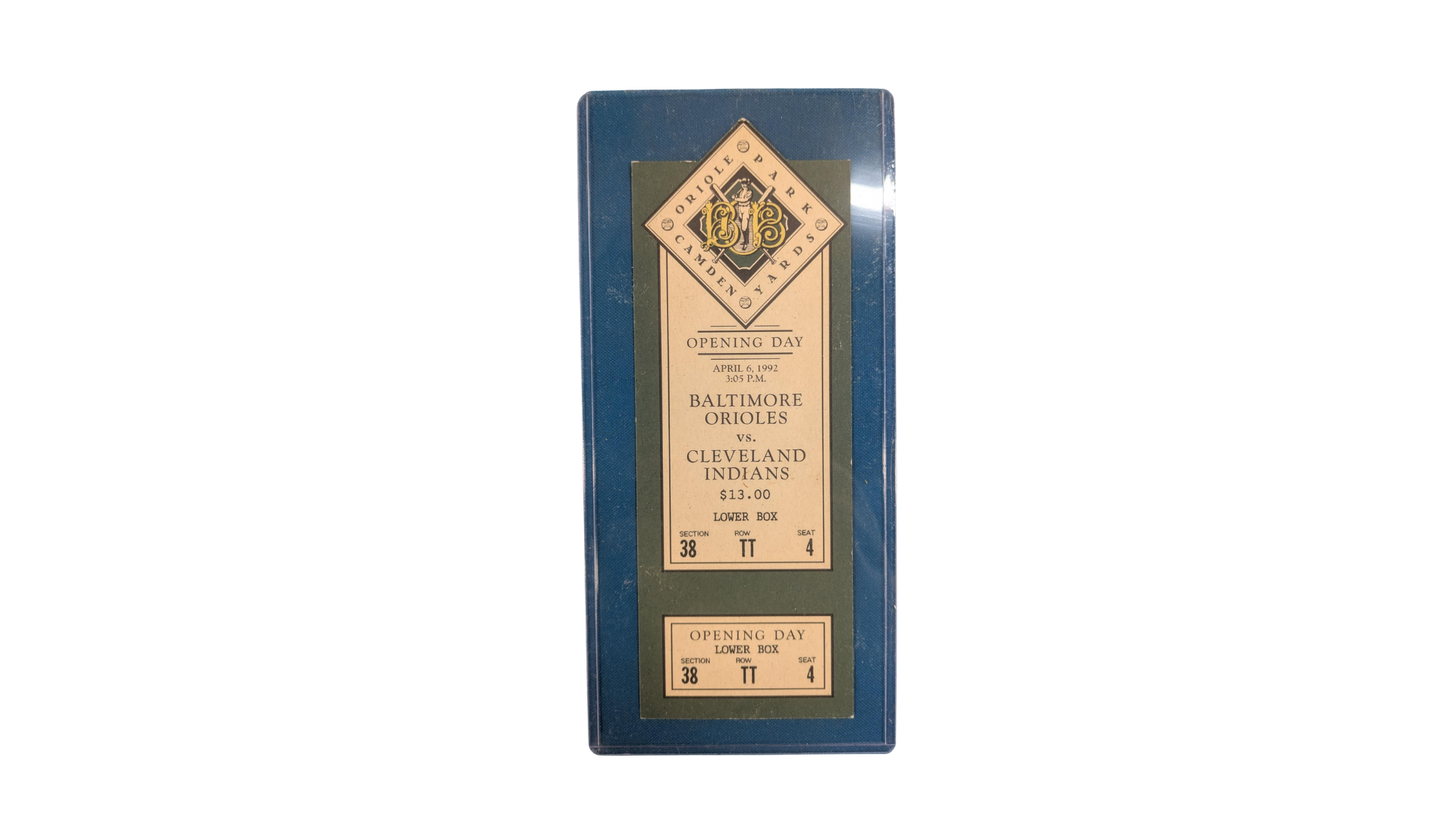 Unsigned Baltimore Orioles Opening Day Ticket - April 6, 1992 (Dick Bosman's Personal Collection)