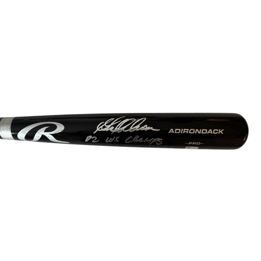 Garret Anderson Autographed "02 WS Champs" Black Bat