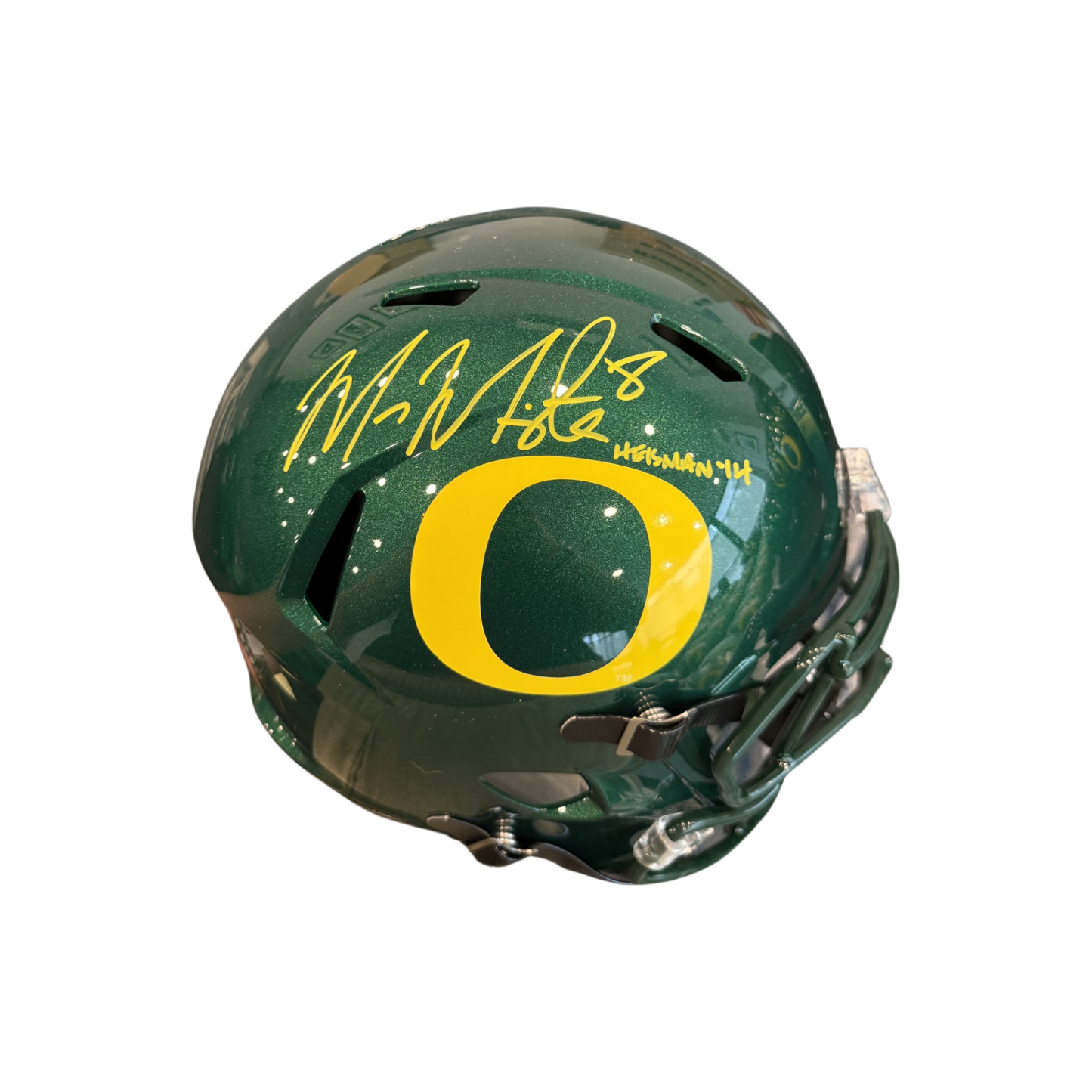 Marcus Mariota Autographed "Heisman 14" Green Oregon Replica Football Helmet