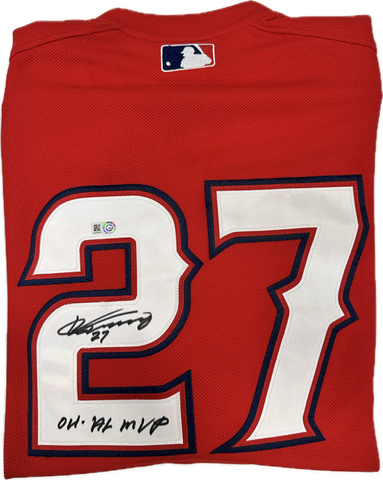 Vladimir Guerrero Sr. Autographed "04 AL MVP" Angels Red Batting Practice Jersey