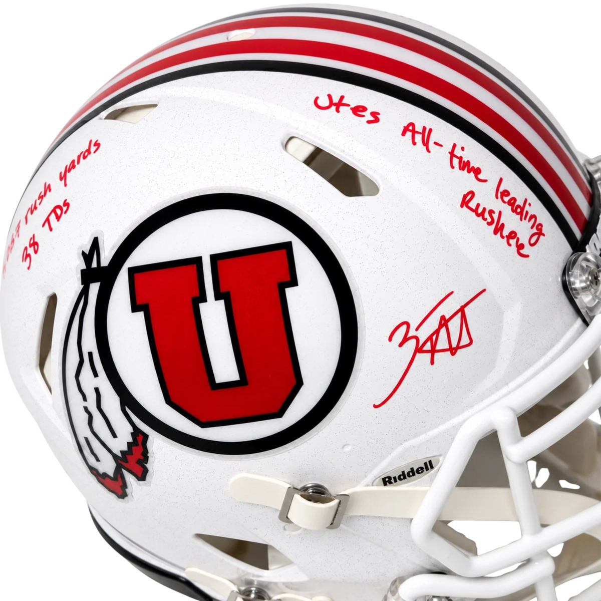 Zack Moss Autographed Utah Utes White Authentic Football Helmet – Multiple Inscriptions