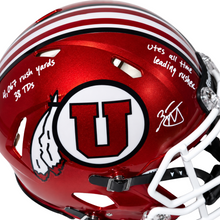 Zack Moss Autographed Utah Utes Red Authentic Football Helmet – Multiple Inscriptions