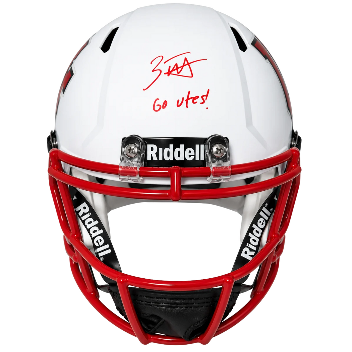 Zack Moss Autographed Utah Utes White Replica Helmet – "Go Utes!" Inscription