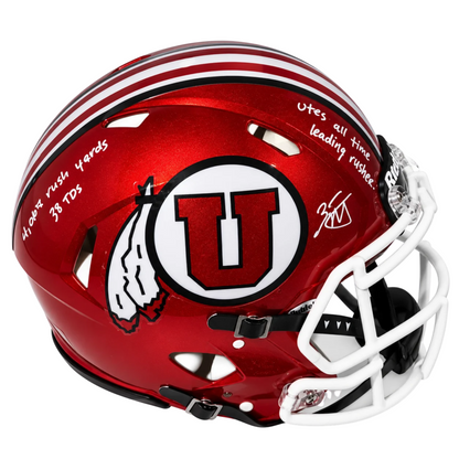 Zack Moss Autographed Utah Utes Red Authentic Football Helmet – Multiple Inscriptions