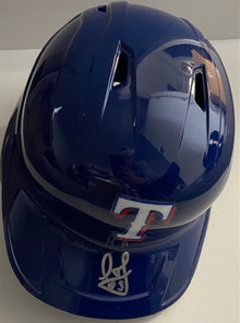 Leody Taveras Autographed Rangers Helmet