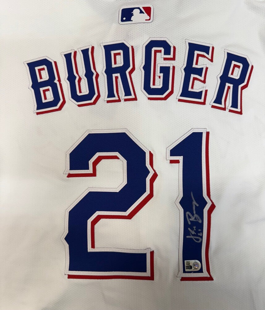 Jake Burger Autographed Rangers Authentic Jersey