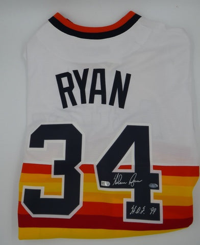 Nolan Ryan Autographed "HOF 99" Rainbow Cooperstown Collection Astros Jersey