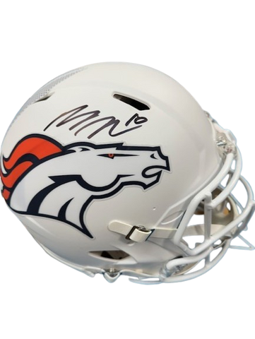 Bo Nix Autographed Denver Broncos Alt White Authentic Full-Size Football Helmet