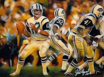 New York Jets "Broadway" Joe Namath 12x18 Framed Lithograph - 1 of 50