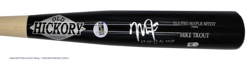 Mike Trout Autographed Old Hickory Game Model Bat with "14-16-19 AL MVP" Inscription