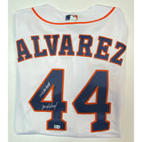 Yordan Alvarez Autographed White Authentic Astros Jersey with "2019 AL ROY" Inscription
