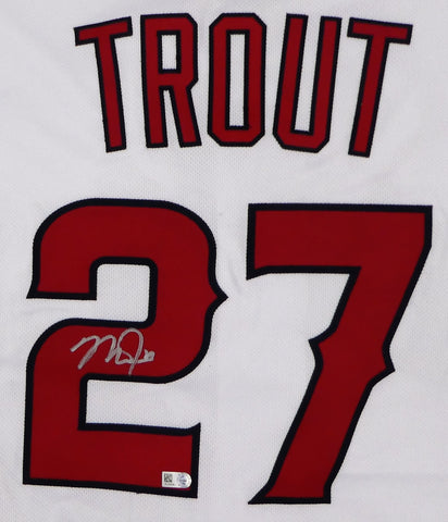 Mike Trout Autographed and Framed White Majestic Angels Jersey