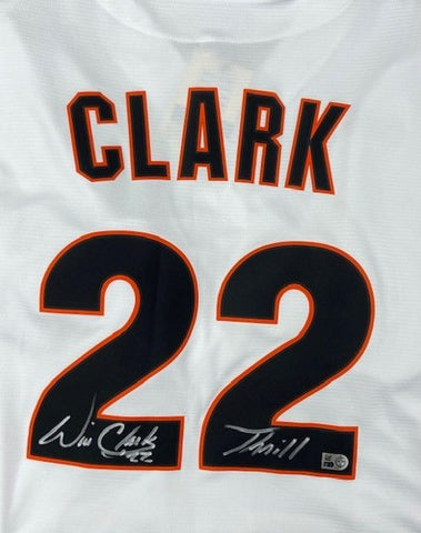 Will Clark Autographed  "Thrill" White Giants Replica Jersey