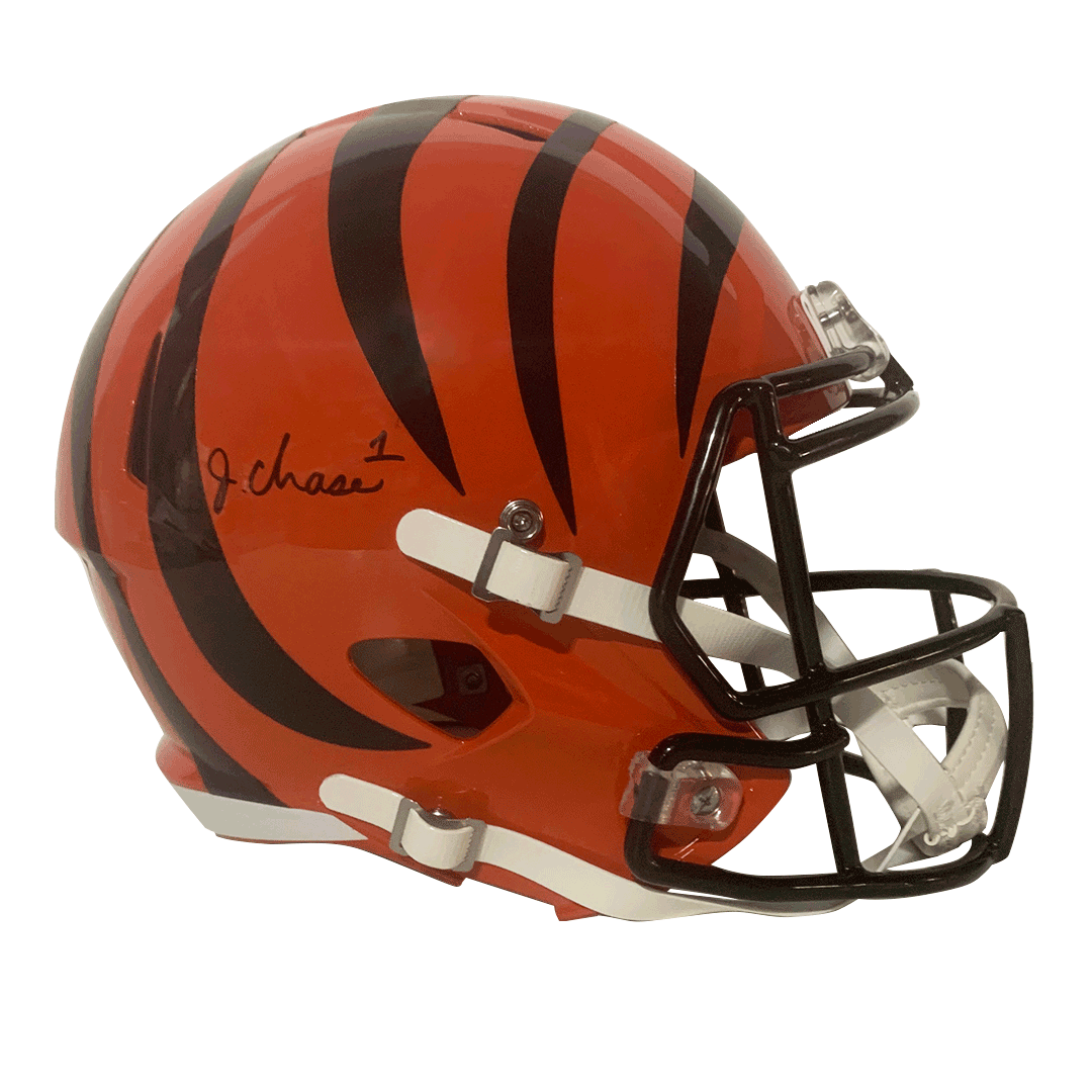 Ja'Marr Chase Bengals Signed FS Speed Replica Lunar Eclipse Helmet