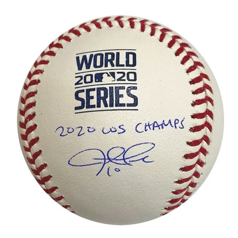 Justin Turner Autographed "2020 WS Champs" 2020 WS Logo Baseball
